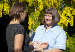 Fiona greeting clients at SunnyDale Clinic